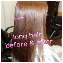 before＆afterのロングヘア。