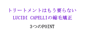 トリートメントはいらない。LUCIDICAPELLIの縮毛矯正３つのPOINT。